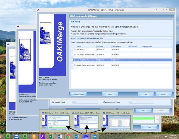 How to Switch between multiple additional instances of OAKMerge