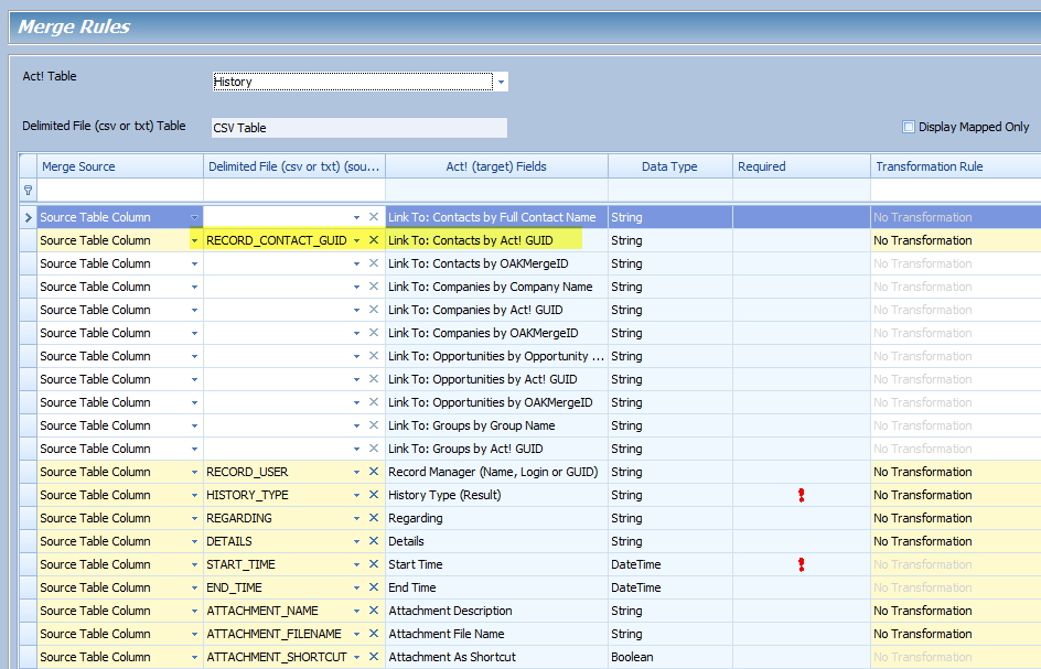 Linking ACT! History to Contacts using GUID to GUID